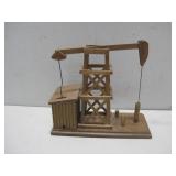 Vtg Wooden Oil Derrick Music Box Works 8.5' Tall