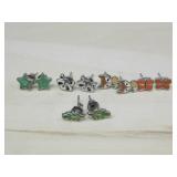 5 Nickel Silver Animal Color Shapes Stud Earrings