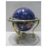 Vtg World Globe Natural Gemstones W/Stand