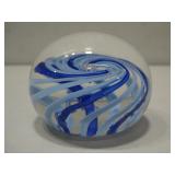 Vtg Glass Swirl Paperweight Signed