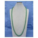 Green Glass Beaded Necklace W/Goldtone Bracelet