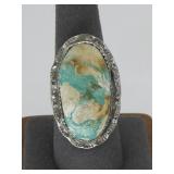 SW Sterling Silver Turq Ring Hallmarked
