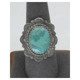 VTG Sterling Silver Turq Ring Hallmarked N/A