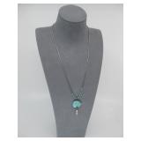 Liquid Silver Turquoise Bear Necklace