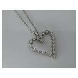 Sterling Silver CZ Heart Pendant Necklace Hallmark