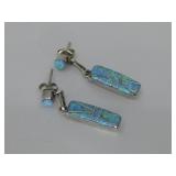 Sterling Silver Opal Earrings Hallmarked
