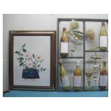 Framed Painting & Metal Wine Wall Art See Info