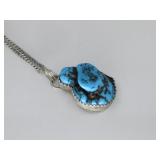 VTG Sterling Silver Turq Pendant/Chain