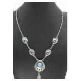 VTG Sterling Silver Turq Necklace N/A Hallmarked