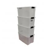 4 Clear Plastic 70qt Bins W/Lids