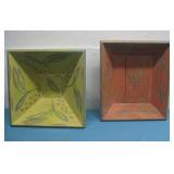 Two Wooden Motif Hand Painted Folk Art Bowls See