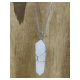 Sterling Silver Quartz Crystal Necklace Hallmarked