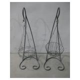 Two Metal Hanging Planter Stands W/Baskets 40'