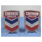 Pair Vtg Chevron Dealer Gasoline Patches
