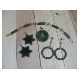Collection Of Goldplated Green Stone Jewelry