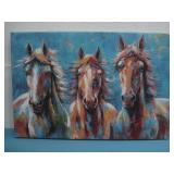 Three Colorful Horse Canvas Wall Art 30' x 20'