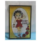 Vtg Betty Boop Glass Art 12' x 17.5' See Info