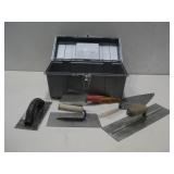 Plastic Toolbox W/Various Masonry Tools