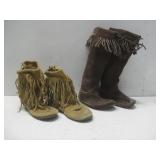 Two Pairs Of N/A Leather Moccasins See Info