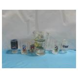Five Vtg Glass Cups & One Pitcher