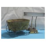 Vtg Style Wagon Basin & Vtg Desk Lamp See Info
