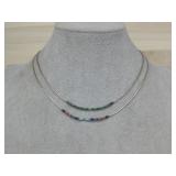 Two Liquid Silver Beaded Necklaces Tested