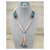 Native American Heishi Multi Stone Necklace & See