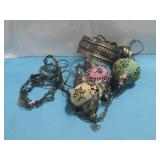 Three Globe Mosaic Hanging Lamp 36' See Info