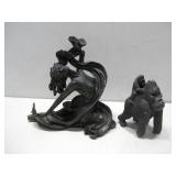 Resin Woman Figurine & Concrete Gorilla See Info