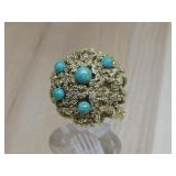 Vtg 18K Gold Sputnik Dome Ring Hallmarked See Info
