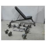 Adjustable Weight Bench & Assorted Weights