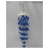 MCM 1970s Blue Capiz Shell Mirror Windchime 26'