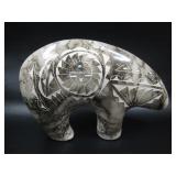 Navajo Horsehair Pottery Buffalo Hallmarked See