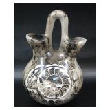 Navajo Horse Hair Wedding Vase Turquoise Vail See