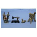 Four Vtg Metal & Bronze Miniature Figurines See