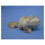 Zuni Stone Carved Beaver Fetish W/ Turquoise See