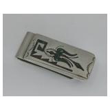 VTG Top Sterling Silver Coral/Turq Money Clip N/A