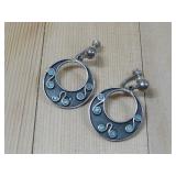 Sterling Silver Turq. Hoop Earrings Hallmarked