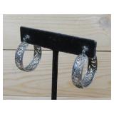 Sterling Silver Scroll Hoop Earrings Hallmarked