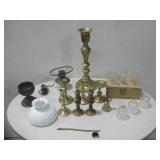 Assorted Vtg Brass Candlesticks & More See Info