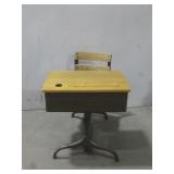 Antique Wood & Metal School Desk W/Chair See Info