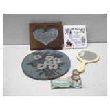 Wooden Framed Punch Tin Wall Art,Vtg Mirror & More