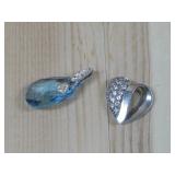 Sterling Silver Blue Crystal & Swarovski Pendants