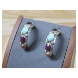 Sterling Silver Multi Color Stone Earring Hallmark