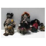 Four Folk Art Style Dolls