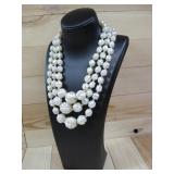 3- Strand Faux Pearl Necklace W/Goldtone Spacers