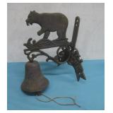 Cast Iron Wall Mounted Dinner Bell W/Bear Design
