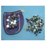 Assorted Glass Marbles & Crown Royal Bag