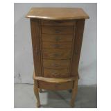 Wooden Jewelry Armoire W/Assorted Costume See