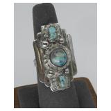 VTG Sterling Silver Turq Ring N/A Hallmarked